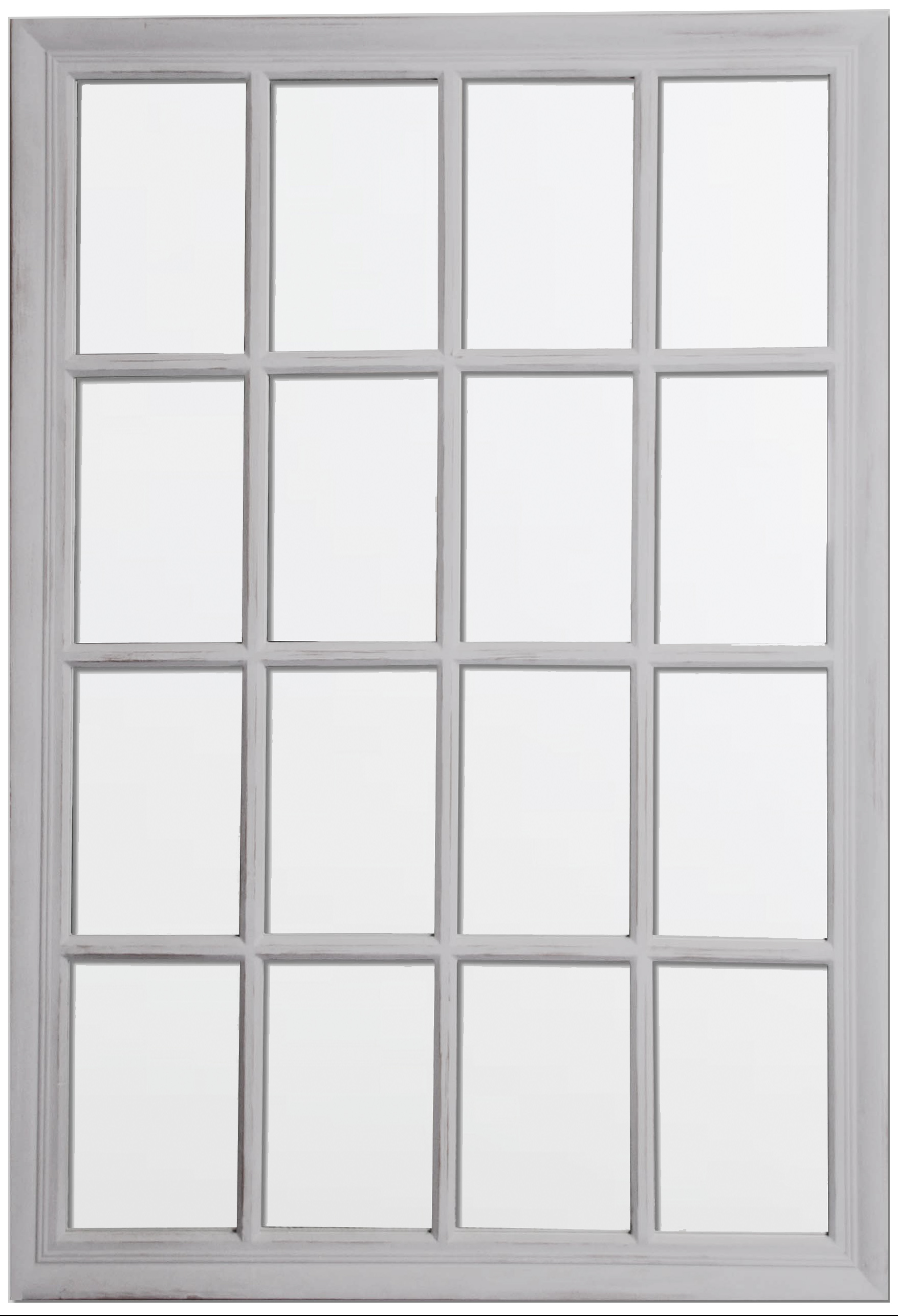 TS072 Wall décor art mirror weathered grey classic rectangular window shape